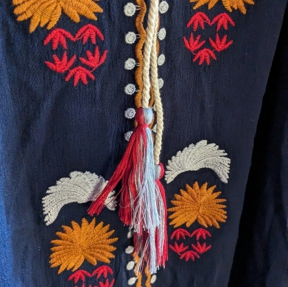 THML XS Navy Blue Halter Embroidered Dress‎ w/ Lining - Picture 2 of 8